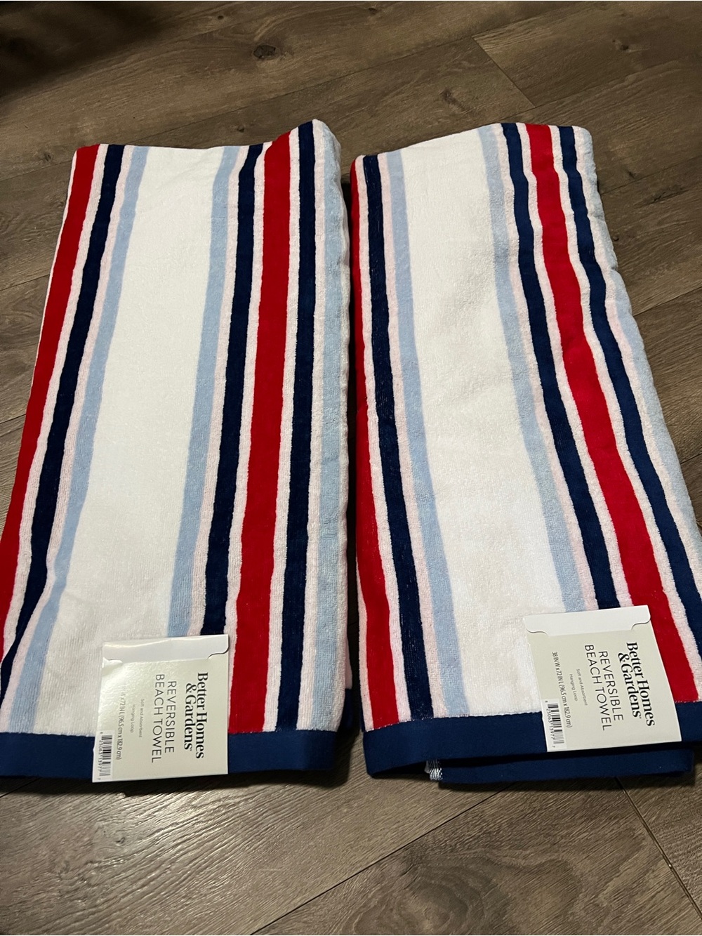 2 Better Homes & Garden Reversible Beach Towels New